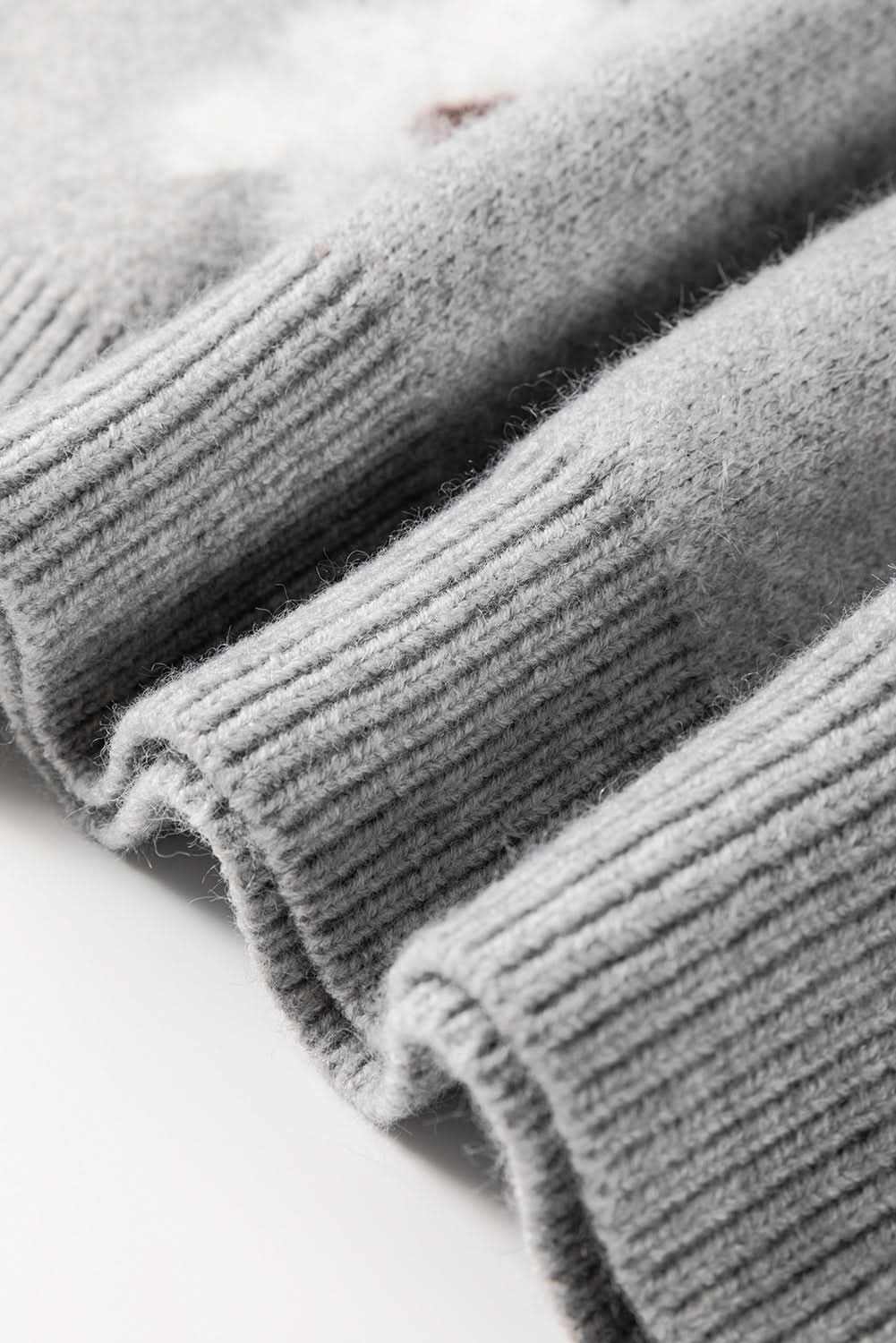 Gray floral embroidered plus size sweater - Love Salve